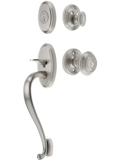 Georgetown Entry Handle Set in Satin Nickel Finish with Windsor Knob and